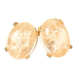 Zentall Designer Signed Crackled Clear Stones Vintage Clip-on Earrings*A569